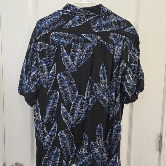 Cubavera Men's Short Sleeve Shirt, Sz XL Black Leaf Print - Picture 2 of 7
